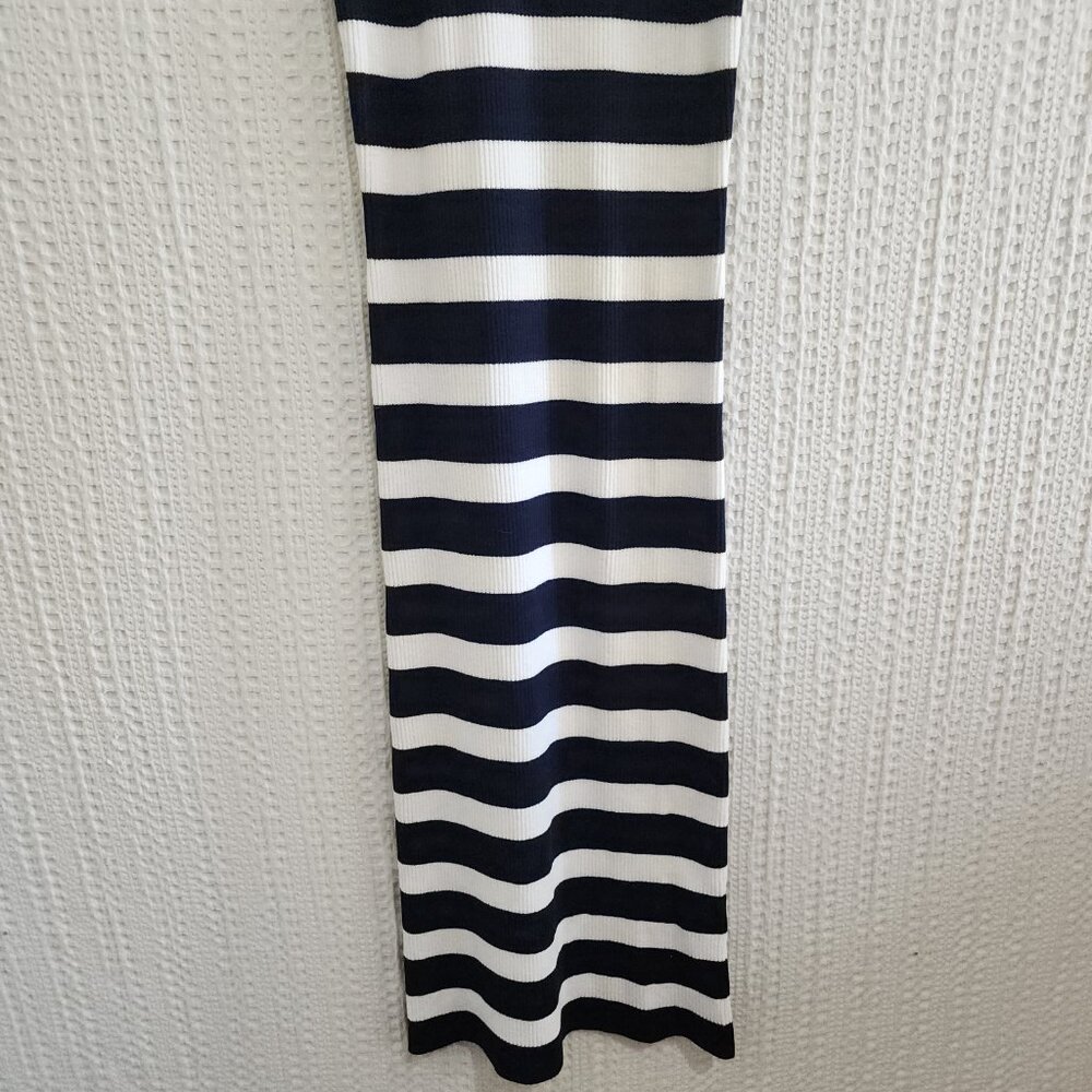 Old Navy Fitted Striped Sleeveless Rib-Knit Midi Sweater Dress Navy Size Small - Picture 7 of 11